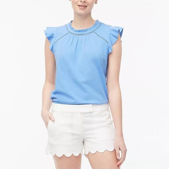 NWT J. Crew Scalloped Linen Blend White Flat Front Preppy Coastal Shorts Size 4 - Picture 5 of 12